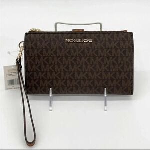 Michael Kors Double Zip Wallet Wristlet Brown